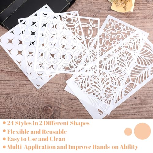 24Pcs Geometric Stencils for Painting, Reusable Abstract Layering Templates - style: Contemporary