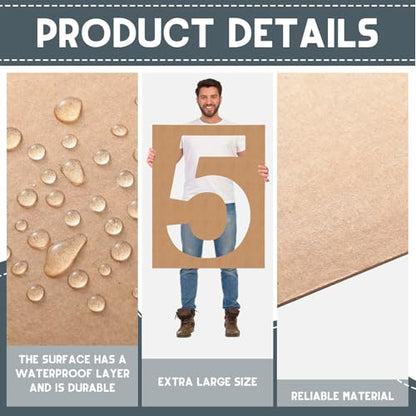 Briwooody 32 Inch Large Number Stencils, 0-9 Reusable Templates Set - size: 32 Inch