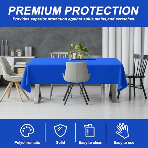 54IN X 160FT Plastic Table Cover Roll with Cutter Box, Cut to Size Plastic Table Cloths for Parties, Birthday, (Blue, 54"x1920") - color: Blue, size: 1920" x 54" (Rectangular)