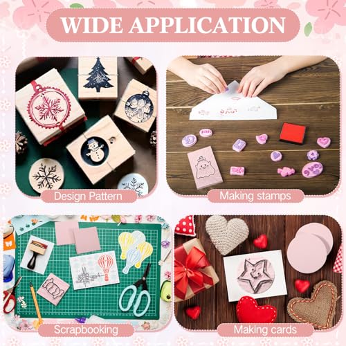 48 Pcs Pink Rubber Linoleum Blocks for Printmaking 4x6in 2x2in 2in 3 Shapes Linocut Block Stamp Making Kit for DIY Crafts & Art Projects