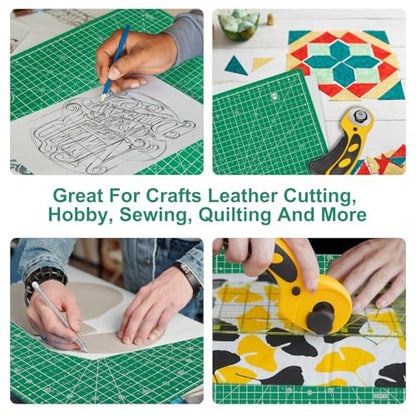 17"x17" Rotating Cutting Mat, Self Healing Mat with 360-Degree Rotation & Anti-Slip Base, Sewing Board Cutting Mat Perfect for Fabric Quilting Leather Hobby Project, Green - color: Green, size: 17"L x 17"W