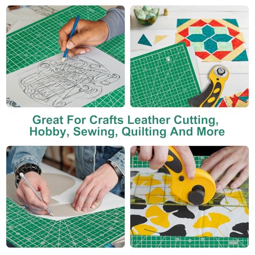 17"x17" Rotating Cutting Mat, Self Healing Mat with 360-Degree Rotation & Anti-Slip Base, Sewing Board Cutting Mat Perfect for Fabric Quilting Leather Hobby Project, Green - color: Green, size: 17"L x 17"W