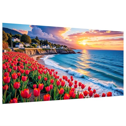 SparkGlow Large Landscape Diamond Art Kits for Adults, 27.5 X 15.7 Inch | Beach Sunset Diamond Painting Kits, Diamond Art Large Size, Full Drill, Premium Materials, Gifts, Home Decoration - color: Landscape 034