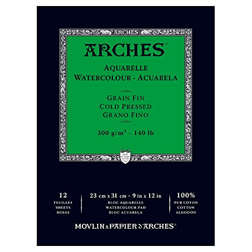Arches Watercolor Paper Pad, 140 pound, Cold Press, 9"x12" - size: 9"x12", style: Cold Press