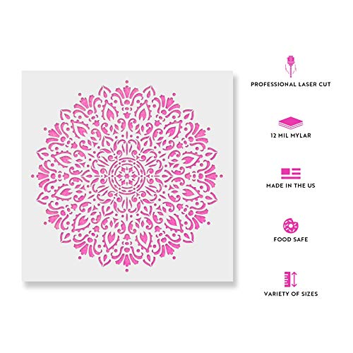 Harmony Floor Stencil - Mandala Template, Furniture Stencils - size: 6"x6"