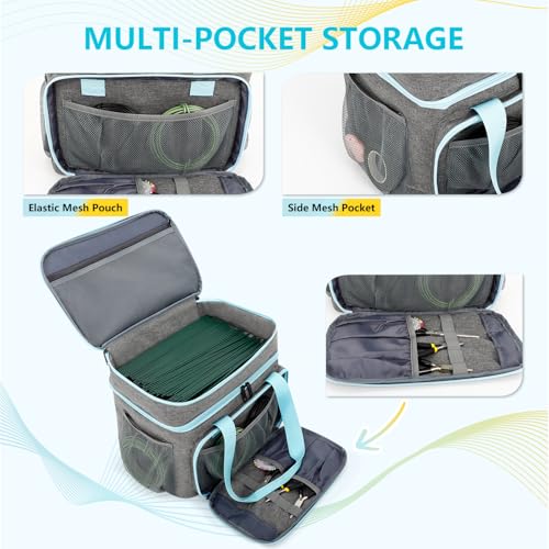 Crafts Storage Bag, Double-Layer Craft Organizer with Adjustable Dividers | Craft Supplies Organizer with Multiple Pockets for Beads, Jewelry & Sewing Tools, Portable Art Bag for Home, Classes & Travel