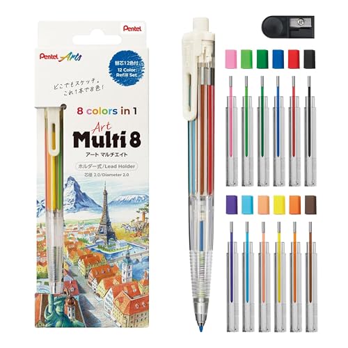 Pentel XPH804ST Art Multi 8, 8 Color Leads, Includes Refill Set
