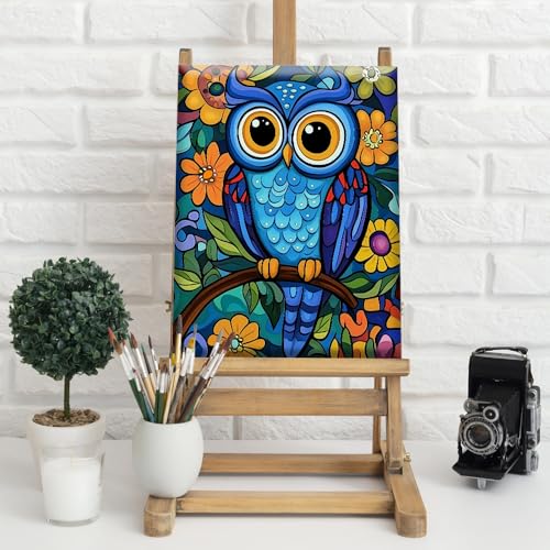 Natuyalo Framed Paint by Numbers Kit for Adults Beginners, Owl Easy Paint by Number with Frame, Animals Acrylic Paint by Number Kits on Canvas 12x16 Inch - color: Color-06