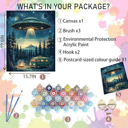 Arttoplus UFO Paint by Numbers Kit for Adults Beginner 16x20 inch - color: MT22589-US