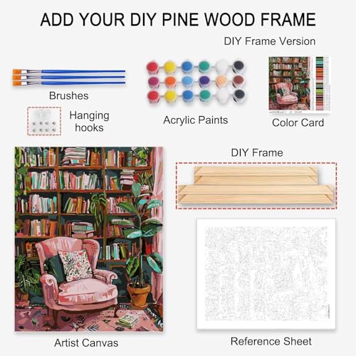 Beautiful Flowers Digital Canvas DIY Children's Digital Painting Classic Pattern Design,Abstract Graffiti Digital Painting, Modern Art Color Picture Digital Painting, (DIY Frame) - color: Plant-05, size: 16''x20''(DIY Frame)