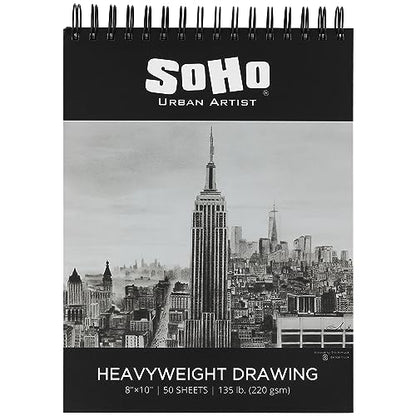 SoHo Urban Artist Hardcover Drawing Pad 8x10-135 lb. (220gsm), 50 Sheets, Drawing Paper Pads for Artists, Travel, Illustrations, & More - size: 8"x10"