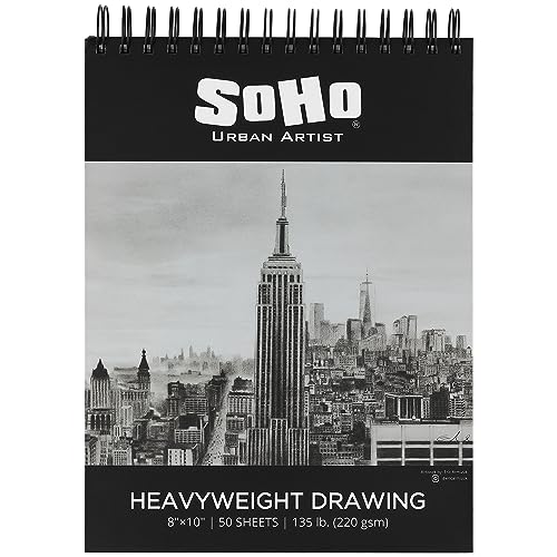 SoHo Urban Artist Hardcover Drawing Pad 8x10-135 lb. (220gsm), 50 Sheets, Drawing Paper Pads for Artists, Travel, Illustrations, & More - size: 8"x10"