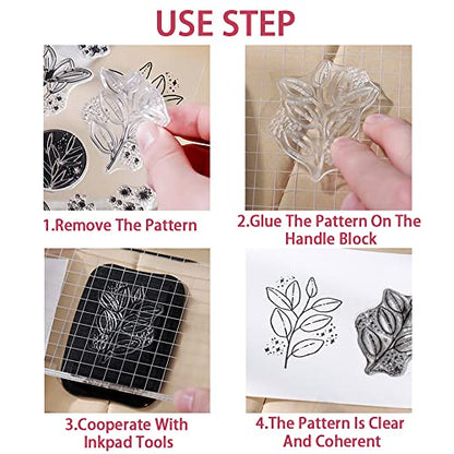 4 Themes 53Pcs Clear Stamps, Retro Rubber Clear Stamp, Transparent Silicone Stamps Seal for DIY Scrapbooking Card Making Decoration, Style B - style: Style B