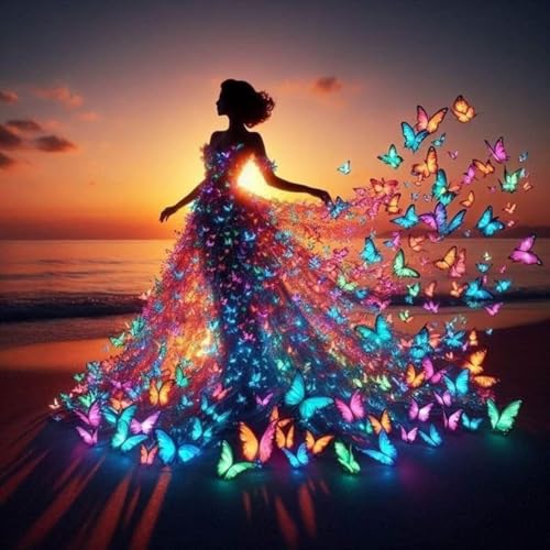 Dugsmgd Butterfly Diamond Art Kits for Adults, Diamond Painting 12X12 Inch - color: Butterfly Girl