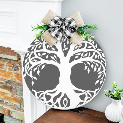 AFRTIEE Tree of Life Stencil Painting - 10 Pieces Large Nature Stencils for Crafts Reusable Wood Burning Drawing, Leaf Butterfly Plastic Painting Template for DIY Home Floor Fireplace Wall Decoration - style: Tree of Life Stencil