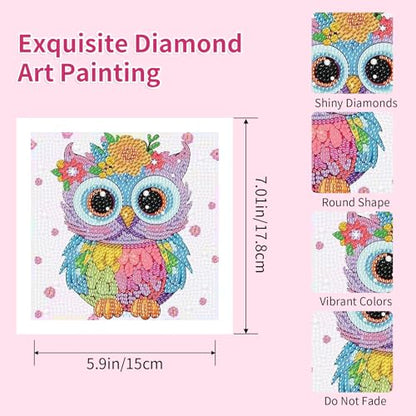 PERFECTSIGHT Cute 5D Diamond Art Kits, Kawaii DIY Painting Art for Adults Teen, 4 Pack Diamond Arts and Crafts Sets, Big Gem Full Drill Diamond Dots for Women (Elephant+Turtle+Cow+Owl) - style: Elephant+Turtle+Cow+Owl