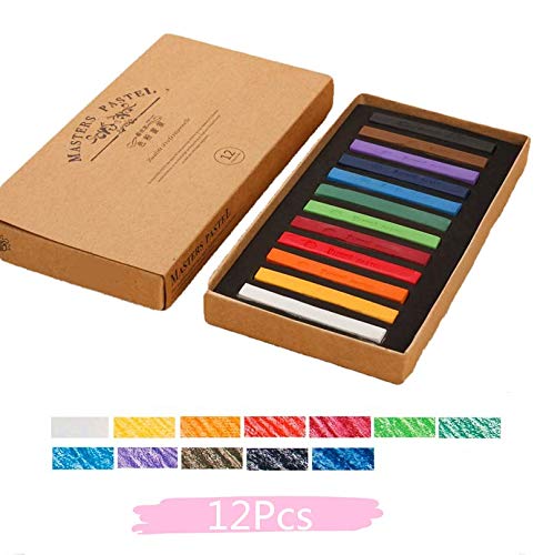 Non Toxic Artist Pastels,Square Soft Pastels Set,Chalks 12/24/36/48 Colors Soft Dry Pastel Artist Chalk Pastel Sticks for Office School Art Drawing Painting Supplies Professional Art Pastel (12Pcs) - color: 12Pcs