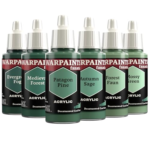 The Army Painter, Warpaints Fanatic Flexible Triad:Desat Cool Greens 6x18ml | Quality Acrylic Miniature Hobby Model Paint Set for Dnd & Warhammer 40K Figures - color: Flexible Triad: Desaturated Cool Greens