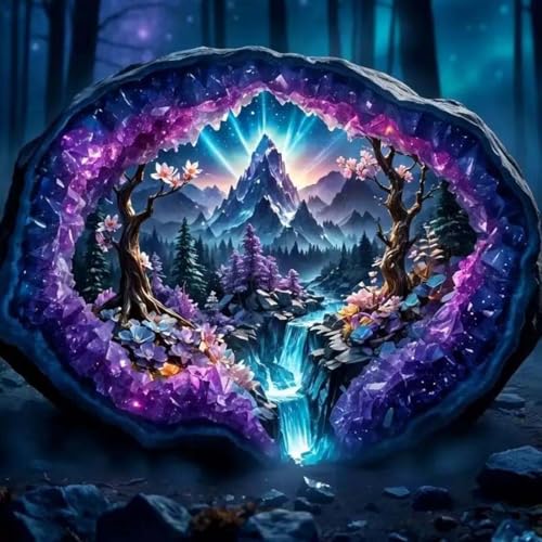 SHICERNHJ Waterfall Diamond Painting Kits for Adults,Crystal Forest Iandscape 5D Diamond Art Kits for Beginners, DIY Full Drill Scenery with Gem Art Home Wall Decor12x12Inch - color: Forest landscape Waterfall