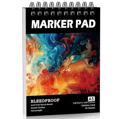 60 Sheets Marker Paper Pad, 5.8 × 8.3 in, 200gsm Alcohol Marker Paper - size: 5.8×8.3 Inch (60 Sheets )
