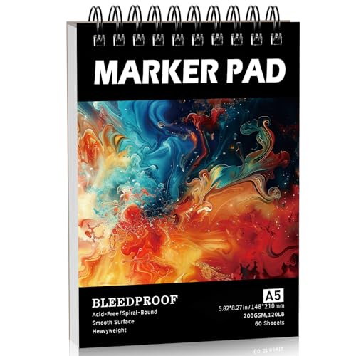 60 Sheets Marker Paper Pad, 5.8 × 8.3 in, 200gsm Alcohol Marker Paper - size: 5.8×8.3 Inch (60 Sheets )