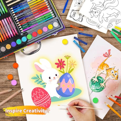 Cokiki Drawing Set for Kids 6-12, 184 Piece Joy Train Drawing Kit - color: Joy Train