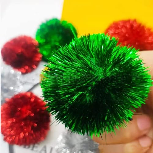 YYCRAFT 15pcs Jumbo Glitter Tinsel Pom Poms Sparkle Balls for DIY Craft,Cat Toys Christmas Decoration(2 Inch,Emerald Green) - color: Emerald Green