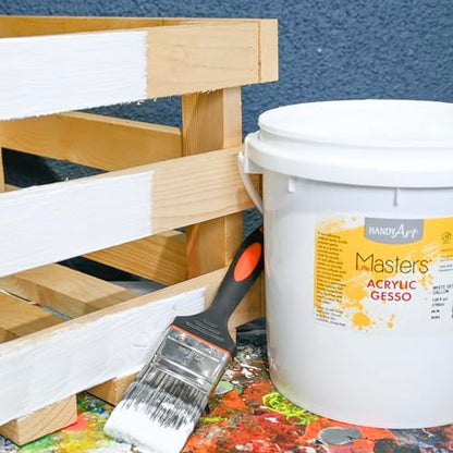 Handy Art Little Masters White Gesso, 1 Gallon (128 oz) Bulk, Acrylic Primer for Canvas, Wood & More, Made in USA, AP Non-Toxic, Allergy Friendly, Prepares Surfaces for Painting - size: 128 Fl Oz (Pack of 1)