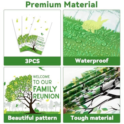 OBUSATT 3Pcs Family Reunion Tablecloths,54 x 108 Inch, Green Tree Print - style: Family Reunion