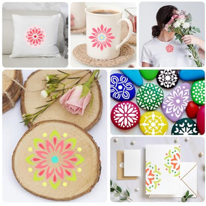 50 PCS Mandala Painting Stencils Reusable Mandala Stencils for Painting on Wood Rocks Canvas Fabric Glass Pottery 4x4 Inch - color: 50 Mandala