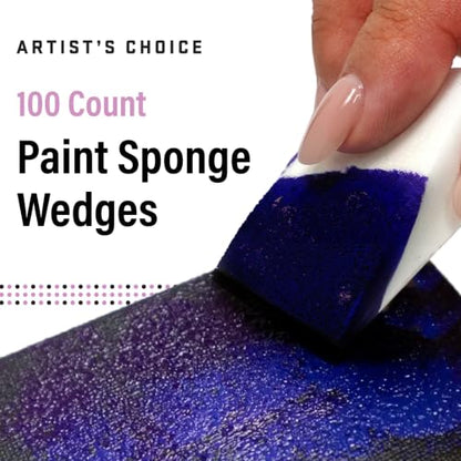 Artist's Choice Paint Sponge Wedges, Angled Foam Applicators, 100 Pack | Latex-Free, for Art, Crafts, Stencils, Faux Finish, Face Painting, Pumpkin Carving & Halloween Decor