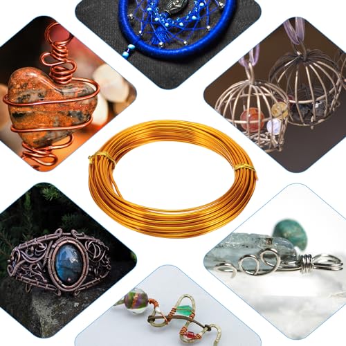 PATIKIL 32.8ft Aluminum Wire, 1pcs Jewelry Wire Aluminum Craft Wire 2mm 12 Gauge Wire Metal for Jewelry Making Beading Crafting Pendants Art, Gold - color: Gold, size: 2mm