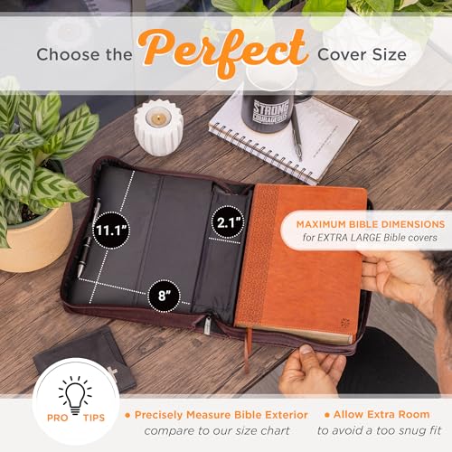Christian Art Gifts Faux Leather Bible Cover: I Know The Plans, Brown & Tan | XL, Bible Verse, Book Cover, Case, Zipper, Pocket Storage, Pen Loops, Bible Study Supplies, Encouragement Gifts for Men - size: Extra Large