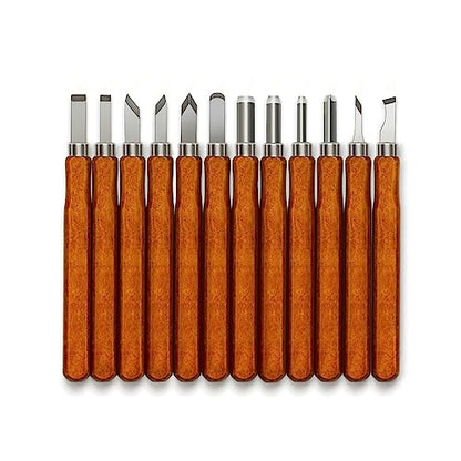 Wood Carving Tools Kit - Wood Carving Knife Set for Beginners, Professionals, Hobbyists, Artists, and Sculptors - Multipurpose Sculpting, Soap Carving, Pumpkin Carving(WOOD HANDLE)
