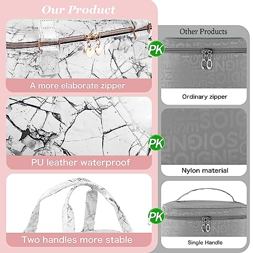 FCQQYWZ Nail Polish Organizer Case - Holds 30+ Bottles (15ml/0.5 fl.oz) and 1 Nail Lamp, Upgraded Double-layer Nail Polish Carrying Case Nail Polish Storage Bag with Handles (WHITE) - color: White-30Bottles