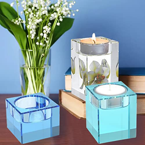 3Pcs CandleResin Molds, Square Candle Holder Silicone Molds for Tealight Holder Epoxy Resin Casting DIY Plaster,Cement Concrete Craft Home Decor