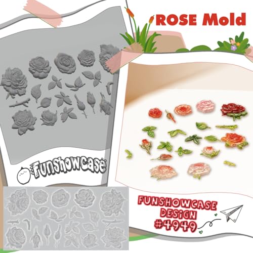 Rose Mold for Polyclay Air Dry Clay Plaster 7x3inch - color: Rose 21-cavity #4949