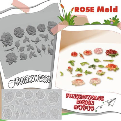 Rose Mold for Polyclay Air Dry Clay Plaster 7x3inch - color: Rose 21-cavity #4949