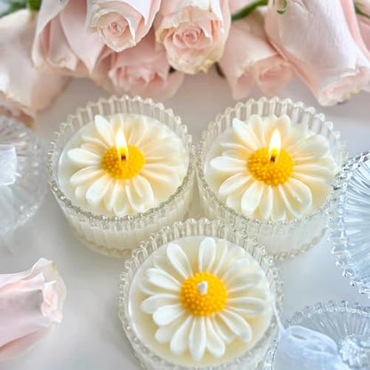 Daisy Candle Molds, Set of 4 Daisy Flower Molds with Leaf Molds - color: 4 PCS Daisy Molds with Leaf Mold