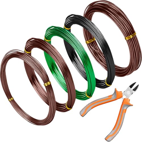 Mudder 5 Roll Bonsai Training Wire Aluminum 1/1.5/2.0mm Colorful | Anodized Coating Resists Rust, 160 Ft for Branches, Includes Cutter, Flexible Cable Holds Shape, For Bonsai Tree Training - color: Colorful, size: 1/1.5/2.0mm
