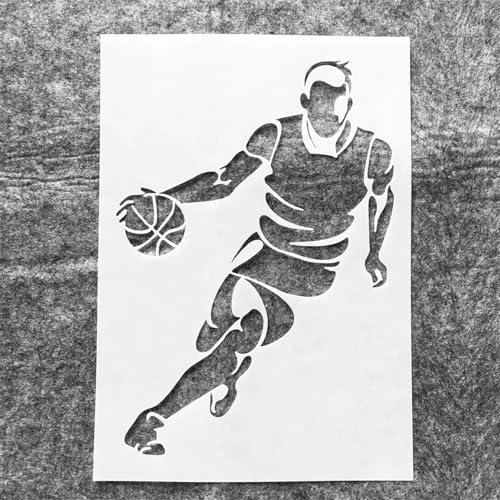 TIAMECH A4 Reusable Basketball Stencil for Painting | Playing Games Layering Template, DIY Wall Art, Wood Furniture, Scrapbook & Crafts (8.3x11.7inch) - style: Basketball