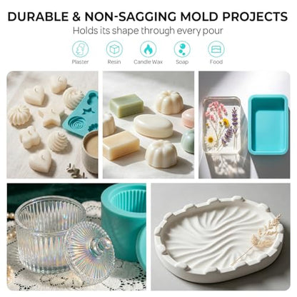 Nicpro 80oz Silicone Mold Making Kit 20A, Platinum Liquid Silicones Rubber | for Mold Maker, Jade Green Flexible & Food Safe Mix Ratio 1:1 for Casting 3D Resins Molds DIY with Gloves, Sticks & Cups - size: 80oz