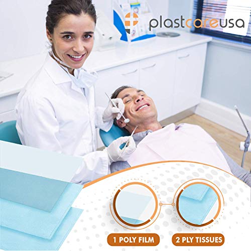 Disposable Dental Bibs 13"x18" (125 Pack) - 3 Ply Waterproof Tattoo Bib Sheet for Patients - Dentist or Medical Tray Cover and Nail Table Cover Supplies, Apricot - color: Apricot