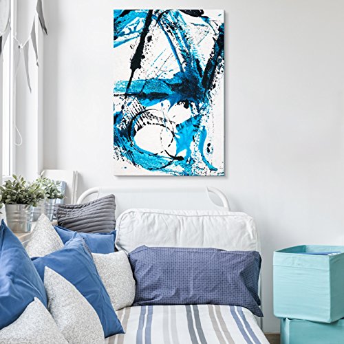 wall26 Canvas Wall Art - Abstract Blue Brush Strokes - Giclee Print Gallery Wrap Modern Home Art Ready to Hang - 12x18 inches - color: Artwork - 17, size: 18"L x 12"W