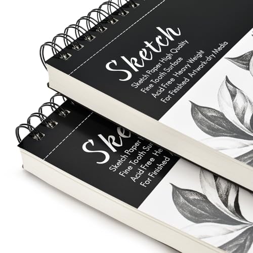 AGPtEK Sketch Book, Art Drawing Pad 9 X 12, 100 Sheets, 60lb/100g, 2 Pack - size: Top Spiral-Bound