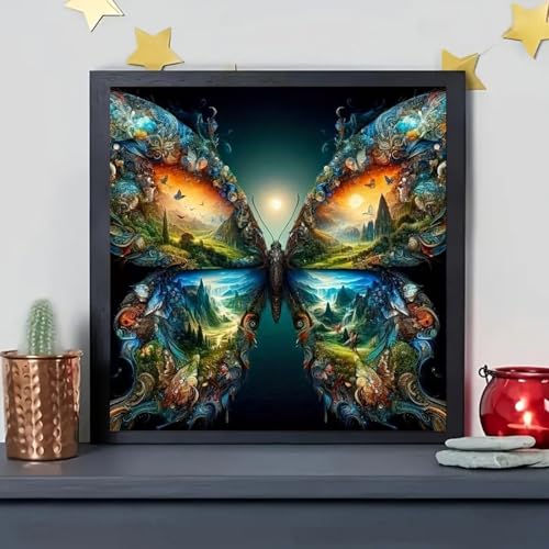 SHICERNHJ Butterfly Diamond Painting Kits for Adults,5D Landscape Diamond Art Kits,DIY Full Drill Diamond Painting Kits Arts and Crafts for Adults Home Wall Deco 14 x 14 Inch - color: SH139