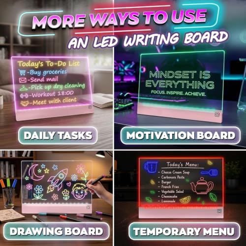 Upgraded 16 Inches LED Drawing Board – Rechargeable, 8 Colors, 11 Light Modes, Adjustable Brightness – Acrylic Light Board for Tracing with Stand, Markers and Full Kit – Birthday Gift Set (Pink) - style: Style Pink