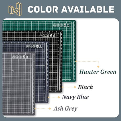 iMAT Flip Cutting Mat Note A1 Foldable Double-Sided Navy Blue | Inch grid front with cm dot back for dual-unit measuring. Large 24" x 36" workspace, ideal for crafts, sewing, and DIY - color: Navy Blue