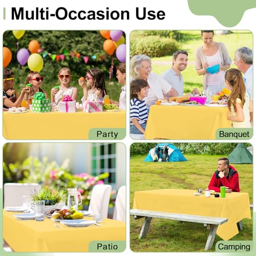 misaya 6 Packs Plastic Table Cloth Yellow Disposable Tablecloth - color: Yellow, size: 54" X 108"