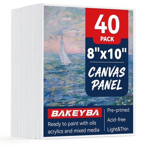 Canvas Boards 40 Pack, 8x10 Inch Small Painting Canvas Panels 100% Cotton - size: 8"x10"- 40pcs
